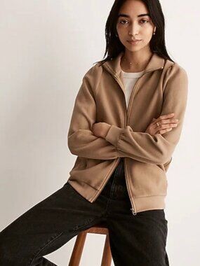 Madewell Tan Zip-Up Sweatshirt Jacket Size Small